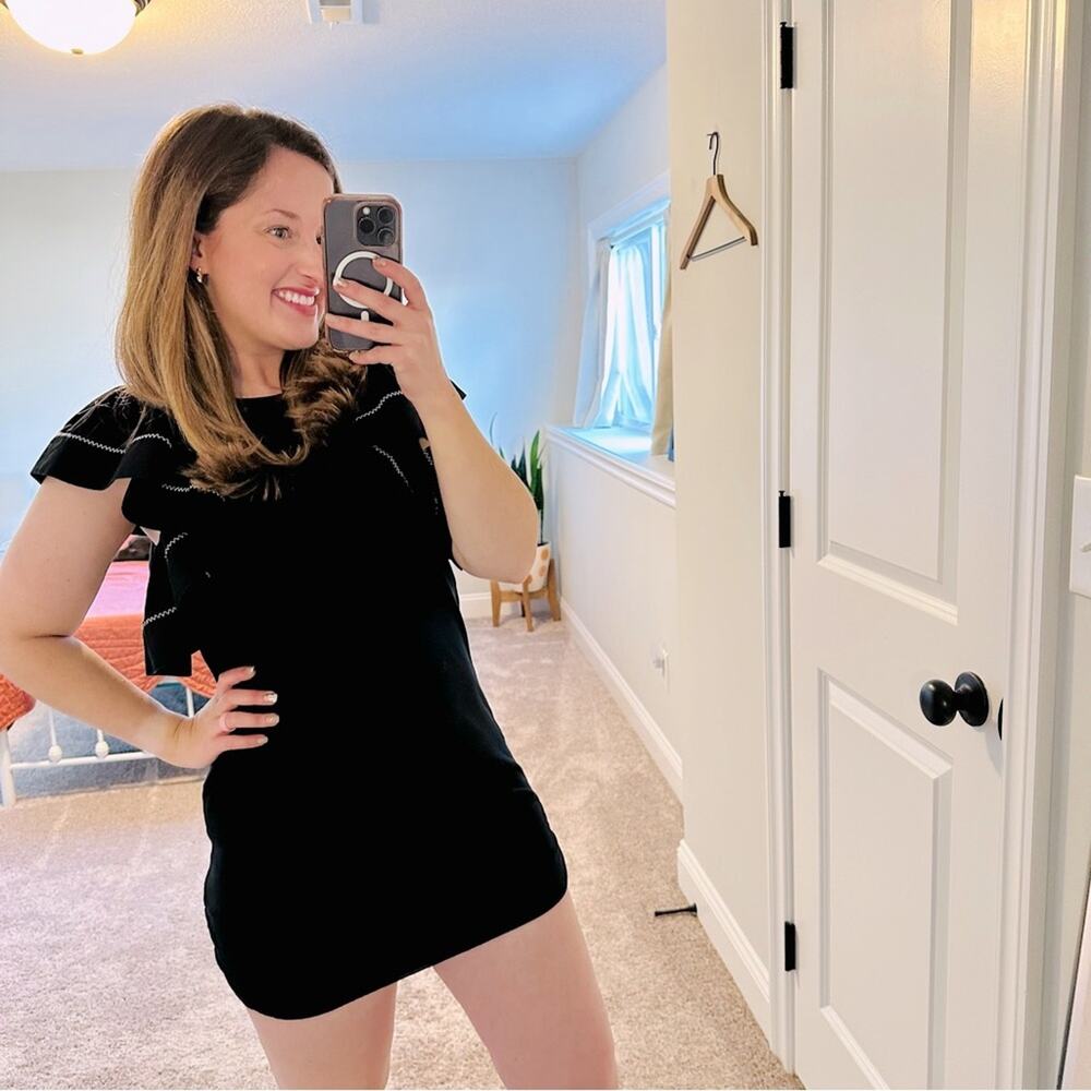 See By Chloe Black Ruffled T Shirt Mini Dress Small